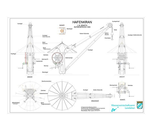 Bestandszeichnung des Kran Kanalhafen Kelheim