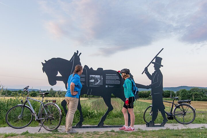 Infotafel an der Schleuse 94 bei Eggolsheim, Pferd, Reiter, Kutsche